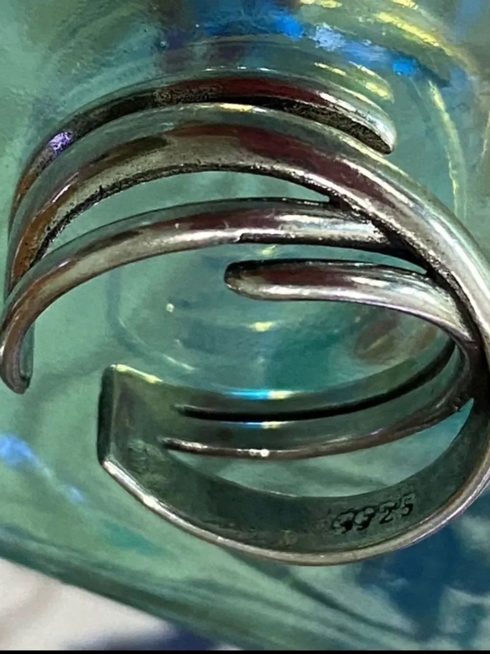 Sterling Silver Abstract Wrap Ring Size 8 Open Cuff Band - Picture 2 of 3